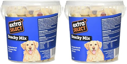 Extra Select Snacky Mix Dog treat Biscuits in a 1lt Bucket (approx 100 biscuits) (Pack of 2)