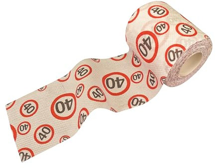 Decoration anniversaire 40 ans papier toilette amusant panneau de signalisation rouge/blanc - Décoration originale pour anniversaire 40 ans femme et homme - Tiwoca