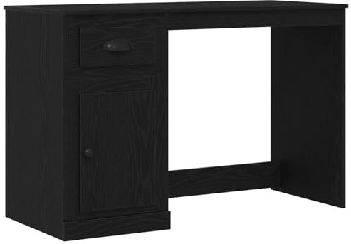 vidaXL Table Black Oak Chipboard 50 x 115 x 75 cm Storage Space