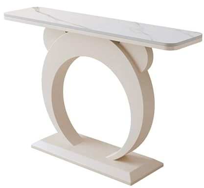 Générique Console Blanche de 120 cm – Table de canapé Moderne, Table d'appoint d'entrée, Table de Couloir avec Cadre en métal, Meuble de Salon – Design élégant en Panneau de Roche