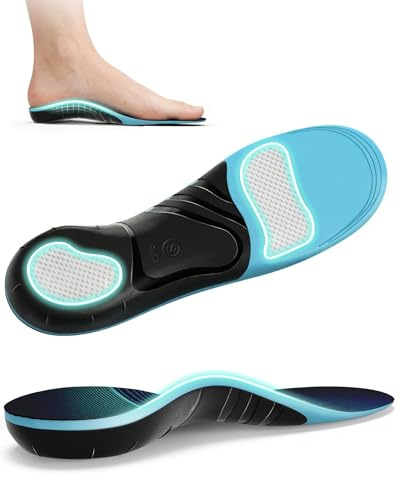 Plattfuß Einlagen, QBK GEL Einlegesohlen, Einlegesohlen Plantarfasziitis, bieten Dämpfung und Unterstützung, lindern Schmerzen durch Mittelfußschmerzen, Hallux Valgus und Rückenschmerzen, L