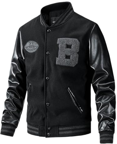 Baseball Jacke Herren Baumwolle, Jacken Herren Logo-Stickerei, Casual Light Wanderjacke mit Taschen Slim Fit Freizeitjacke Farbe Block Sportjacke Hybridjacke Outdoor Bomberjacke Blousonjacke