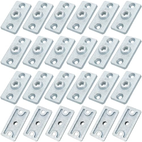 Lawei 24 Pack 3/8 Inch Ceiling Flange Hangers, Galvanized Iron Heavy Duty Flange Ceiling Hanger Plates for Threaded Rod, DIY Plumbing, Industrial Decor, Wall Mounting, 3-Hole Flat Repair Bracket