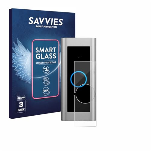 Savvies Schutzglas für Ring Video Doorbell Pro 2 | 3 Stück Transparenter Displayschutz Made in Germany Panzer Schutz Glas 9H Schutzfolie HD Klar Blasenfrei Einfache Montage