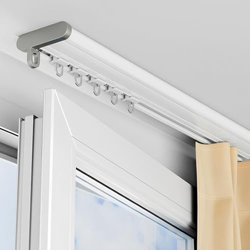 IRUGS Ultradünne Aluminium-Gardinenschiene, Deckenschiene Für Gardinen, Für Vorhänge Duschvorhang Krankenhaus Wohnmobil Raumteiler Vorhang Flächenvorhang Schienensystem(520cm/17.1ft)