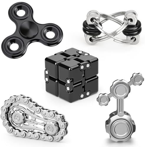 Toys de Fidget Spinner de Metal für Kinder und Erwachsene, Set von Spielen für Entspannung, Coole Schreibtisch Spielzeug für Jugendliche und Männer (5 Stück)