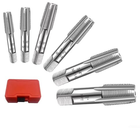 Autilyshop Juego de 6 grifos de rosca de metal, tamaños de 1 pulgada, 3, 4, 1, 2, 3, 8, 1, 4 pulgadas, portabrocas cuadradas para herramienta manual de roscado manual o máquina de grifo para cobre o