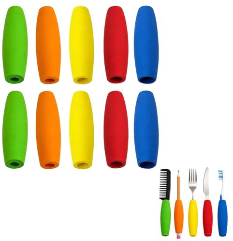 Griffverdickung Besteck Set (10x), weiche Schaumstoff Griffschläuche, NBR | Ergonomische Griffhilfe in 5 Größen für Werkzeuge, rutschfeste Alltagshilfen zur Schmerzlinderung bei Arthrose