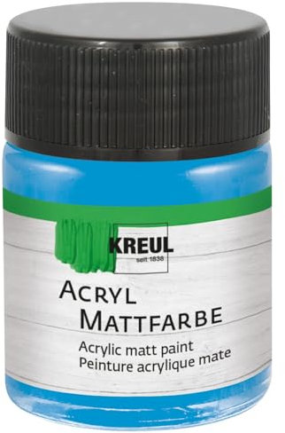 KREUL 75517 - Acryl Mattfarbe, hellblau im 50 ml Glas, cremig deckende, schnelltrocknende Farbe auf Wasserbasis, für viele verschiedene Untergründe geeignet