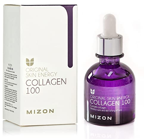 MIZON Marine Collagen 100 Ampoule Serum Korean Collagen Peptide Serum for Firming Skin Wrinkles Hydrating Anti Aging K-Beauty Serum with Adenosine Panthenol & Centella (1.01 fl oz)