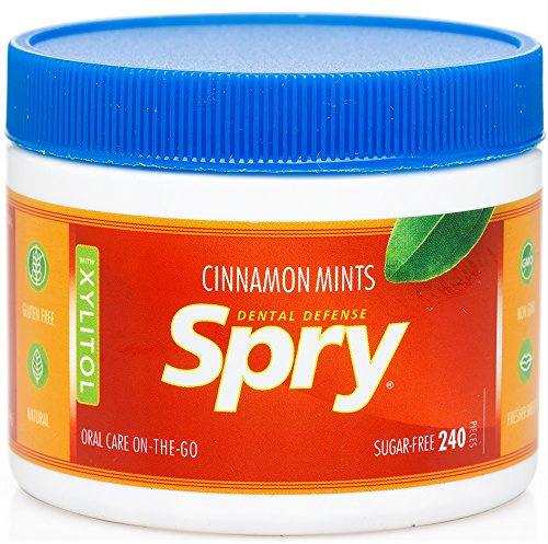 Spry Xylitol Mints Cinnamon 240 Count | Natural, Non-GMO, Gluten-Free for Cavities, Bad Breath Freshening, Dry Mouth, Promote Oral Health, Increase Saliva Production