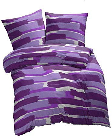 etérea Microfaser Seersucker Bettwäsche - Patchy Streifen - Sommerbettwäsche Set atmungsaktiv und weich, 2 teilig 155x220 + 80x80 cm, Lila