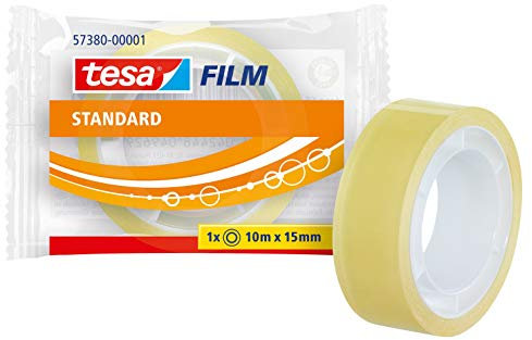 tesafilm standard - Transparentes Multifunktions-Klebeband für Heim- Schul- und Büroanwendungen - 10 m x 15 mm