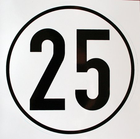 Unbekannt Geschwindigkeitsaufkleber 25 km/h, Hinweisschild für Kraftfahrzeuge (zulässige Höchstgeschwindigkeit), Durchm. 200 mm, zur Anbringung an das Fahrzeug 25 km/h