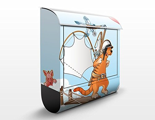 Briefkasten mit Zeitungsrolle Fliegender Bauernhof Katze unterwegs 46cm x 39cm