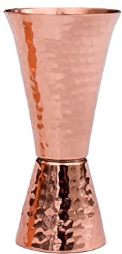 Sertodo Double Sided Jigger, Hammered Copper, 1 and 2 Ounce Measured Cups