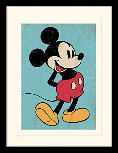 Pyramid International MP11547P-PL Mickey Mouse (Retro) montiert und gerahmt, Mounted 250 GSM Paperwrap MDF, Mehrfarbig, 44 x 33 x 4 cm
