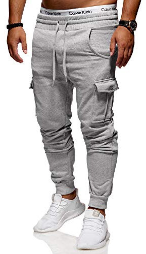 Rello & Reese Cargo Trainingshose Sporthose Cargo Freizeithose Jogger Chino T-31 [Grau,