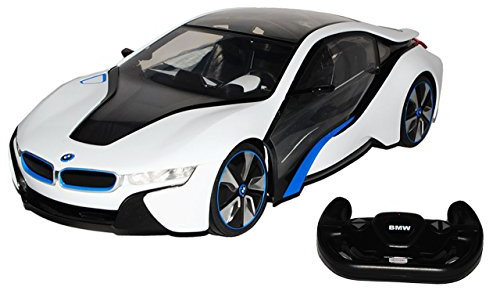 B-M-W I8 Weiss RC Funkauto mit Licht 1/14 Rastar Modell Auto mit individiuellem Wunschkennzeichen
