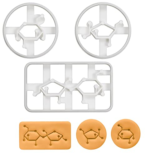 3er Set Zuckermoleküle Ausstechformen (Formen: Saccharosemolekül, Fructosemolekül, & Glukosemolekül), 3 Teile, Bakerlogy