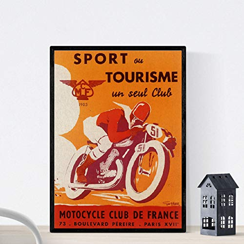 Nacnic Vintage Poster Vintage Anzeige Sport Tourisme ou un seul Verein Motorrad Club de France. A3 Größe