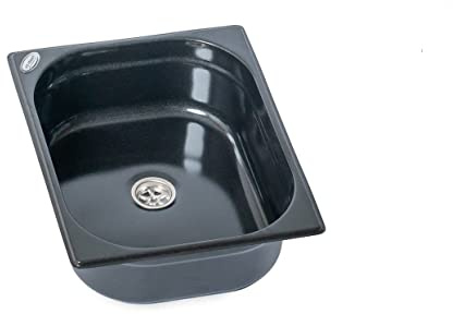 Edelstahl Spülbecken Design metallic Camping Spüle Waschbecken Wohnmobil Caravan + Ablauf 325x265x100 mm (ad-ideen)