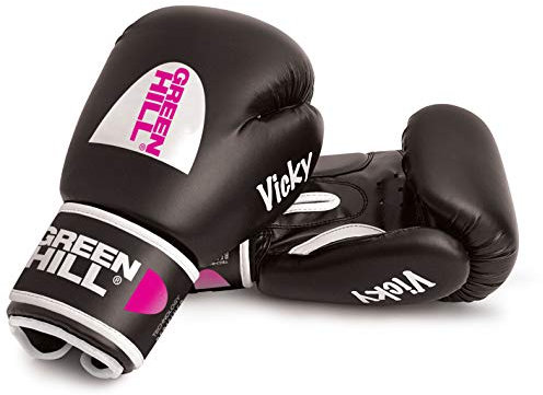 GREEN HILL Guanti Boxe Donna Vicky Neri Rosa Femminili Pugilato Kick Boxing (10 oz)