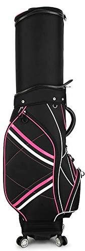 JTRHD Golf Bleistift Tasche Golf Stand Bag mit Rollen Trolley-Tasche wasserdichte Golf Tragetasche Licht und einziehbare für Männer Frauen (Farbe : Black, Size : 27x42x128cm)