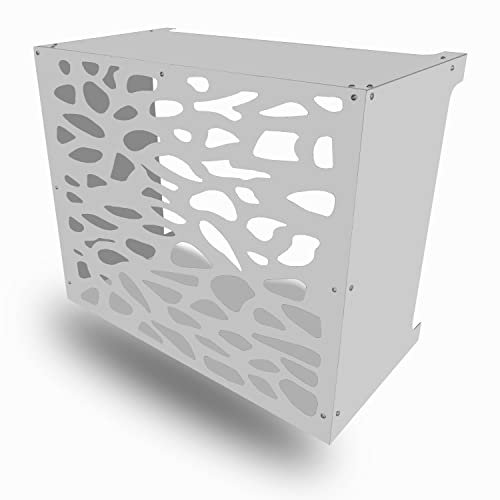 Cache Clim Résistant Climatisation Coffre Climatiseur Mural Aluminium Composite (Motif Pierres, Moyen Blanc)