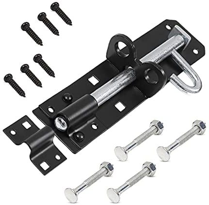 Brenton Bolt Sliding Door Lock for Bedroom Patio Door Security - 8”(202mm) Zinc Plate Galvanised Gate Latch Garden Shed Gate Bolts for Wooden Gates (Black)