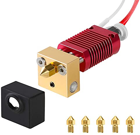 MMOBIEL Hotend Kit - Assembled MK8 3D Printer Extruder Compatible with Creality CR Series/Ender Series - Hot End Kit Incl. 6 Pcs 0.4mm Nozzles / 4 Pcs Silicone Socks and 4 Pcs 3ft Long Cables - 12V