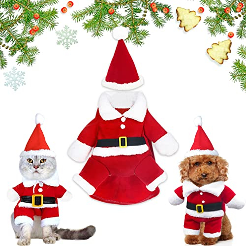 Weihnachten Haustier Kleidung, Weihnachten Hundekleidung, Hunde Weihnachtskostüm, Weihnachts Katze Kleidung, Weihnachtsmann Kostüm für Hunde Katzen, Haustier Kleidung für Party (Gürtel L)