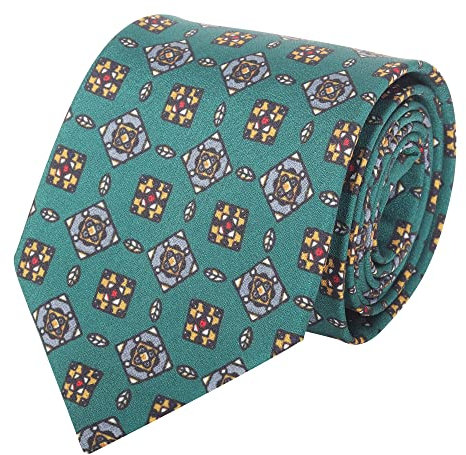 WANYING Hombre 9cm 3.54 Corbata de Colores Vintage Retro Corbata Pala Ancha - Patrón Geométrico Verde Oscuro