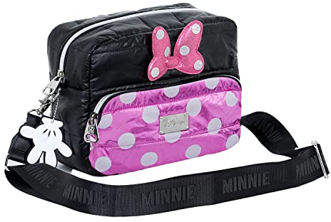 Disney Minnie Maus Air-Padding IBiscuit Schultertasche, Schwarz