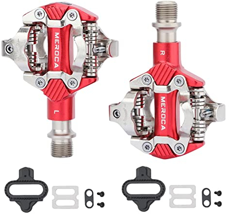F Fityle MTB-Pedale Selbstsichernde Pedale Radfahren Klickpedale Aluminiumlegierung SPD-Pedale Fahrradzubehör, ROT