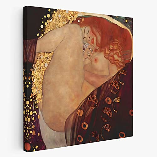 BKstuff Cadre Peinture oeuvre d'art, Reproduction sur toile entoilée Oeuvres de Gustav Klimt (Danae, Gustav Klimt, 50x50cm)