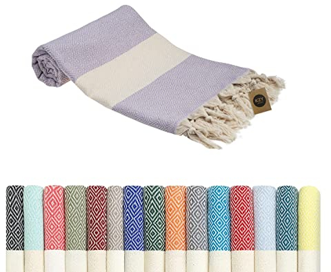 KZY LONDON Saunatuch Hamamtuch Saunahandtuch Strandtuch Badetuch Duschtuch Strandhandtuch Picknickdecke%100 Baumwolle Extra Leicht XXL 100 x 180 cm Damen&Herren (1, Lila)