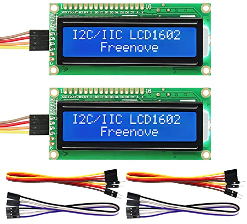 Freenove I2C IIC LCD 1602 Module (2 Pack), New Type TWI Serial 16x2 Display, Compatible with Arduino Raspberry Pi Pico ESP32 ESP8266