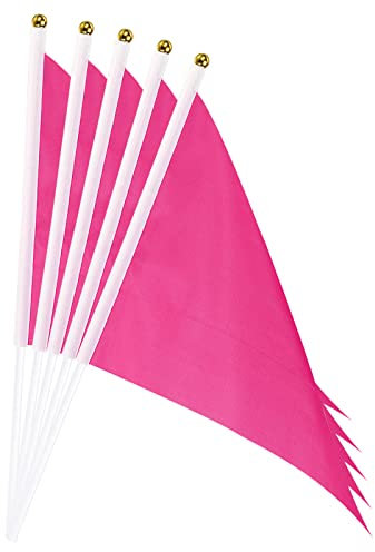 sourcing map Rose Rouge Drapeau Bâton, Main Tenue Petit Mini Bricolage Drapeau 8,2 Pouces x 5,5 Pouces Triangle pour Festival Événements Célébration Paquet de 40