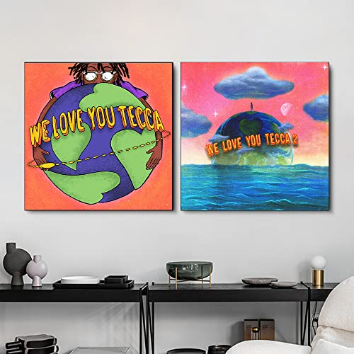 TIANGONGZAOWU Lil Tecca We Love You Tecca 2,5 & 5,1 cm Kunst-Musikalbum-Kollektion Leinwand Drei Stück Poster HD-Druck Heimwanddekoration, ungerahmt, 40,6 x 40,6 cm