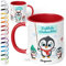 True Statements Weihnachtstasse mit Namen personalisiert „Fröhliche Weihnachten“ - mit Pinguin-Motiv - 330ml Keramik Kaffeebecher mit Spruch - Geschenk zu Weihnachten (Rot)
