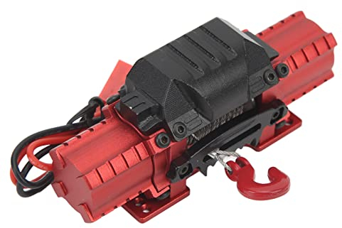 Dilwe RC Car Winch, Maximum Pulling Gorce / 10KG/22.0lb, RC Car Dual Motor Winde aus Aluminiumlegierung Autozubehör für RC Cars Spielzeug und Spiele (Rot)