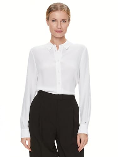 Tommy Hilfiger Fluid VIS Crepe Regular Shirt LS WW0WW40535 Chemises décontractées, Blanc (Th Optic White), 44 Femme
