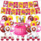 Geburtstagsdeko, 37 Stück Cartoon Thema Party Dekoration Happy Birthday Banner, Luftballons, Happy Birthday Banner,Geburtstag Party Kuchen Dekoration Supplies für Kid Themed Dekorationen Party