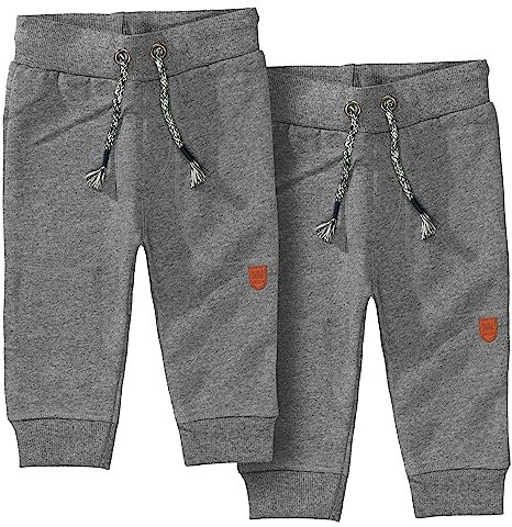 Staccato Unisex Baby Jogginghose | Kordelzug | elastische Rippbündchen Größe 68-86 für Jungen und Mädchen (68, Doppelpack Grey/Grey)