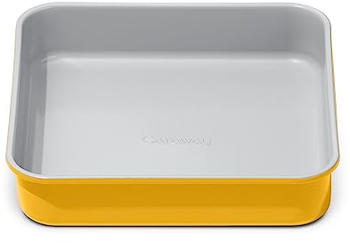 Caraway Quadratische Antihaft-Keramik-Pfanne, 22,9 cm, natürlich rutschige Keramikbeschichtung, ungiftig, PTFE und PFOA-frei, perfekt für Brownies, Zitronenriegel, Kuchen
