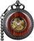VIGOROSO Mechanische Taschenuhr für Herren, Handaufzug, Vintage-Stil, Steampunk, Holzmaserung, hohles Design, mit Kette und Box, Schwarz, Taschenuhr, V031.H