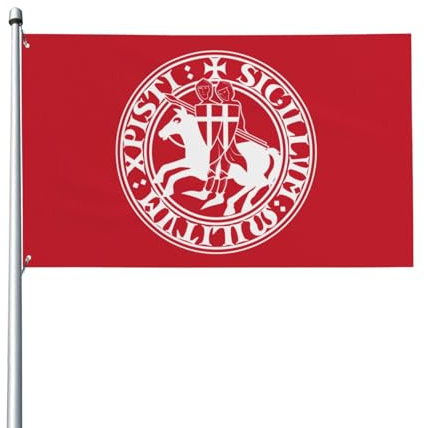 NIBABAEU Bandera decorativa de 90 x 150 cm, diseño de dos templarios vikingos, caballero cruzado, decoración de jardín y césped