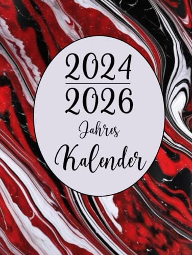 3 Jahres Kalender 2024-2026: Großer Dreijahresplaner von Januar 2024 bis Dezember 2026 mit Feiertagen | Monatsplaner und Terminplaner in einem | Agenda-Zeitplan-Organizer