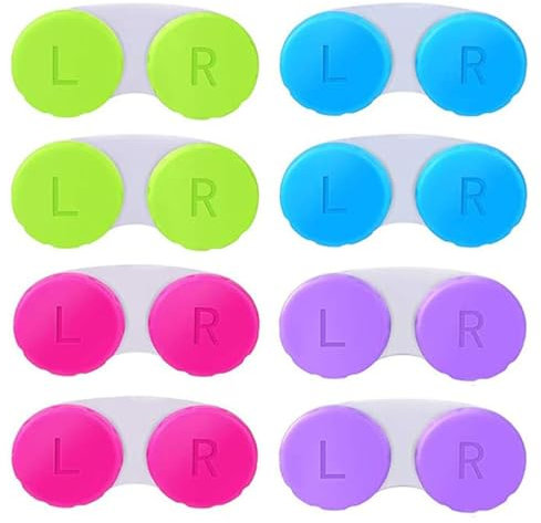 KISEER 8 Pack Colorful Contact Lens Case Box Holder Container Soak Storage Kit
